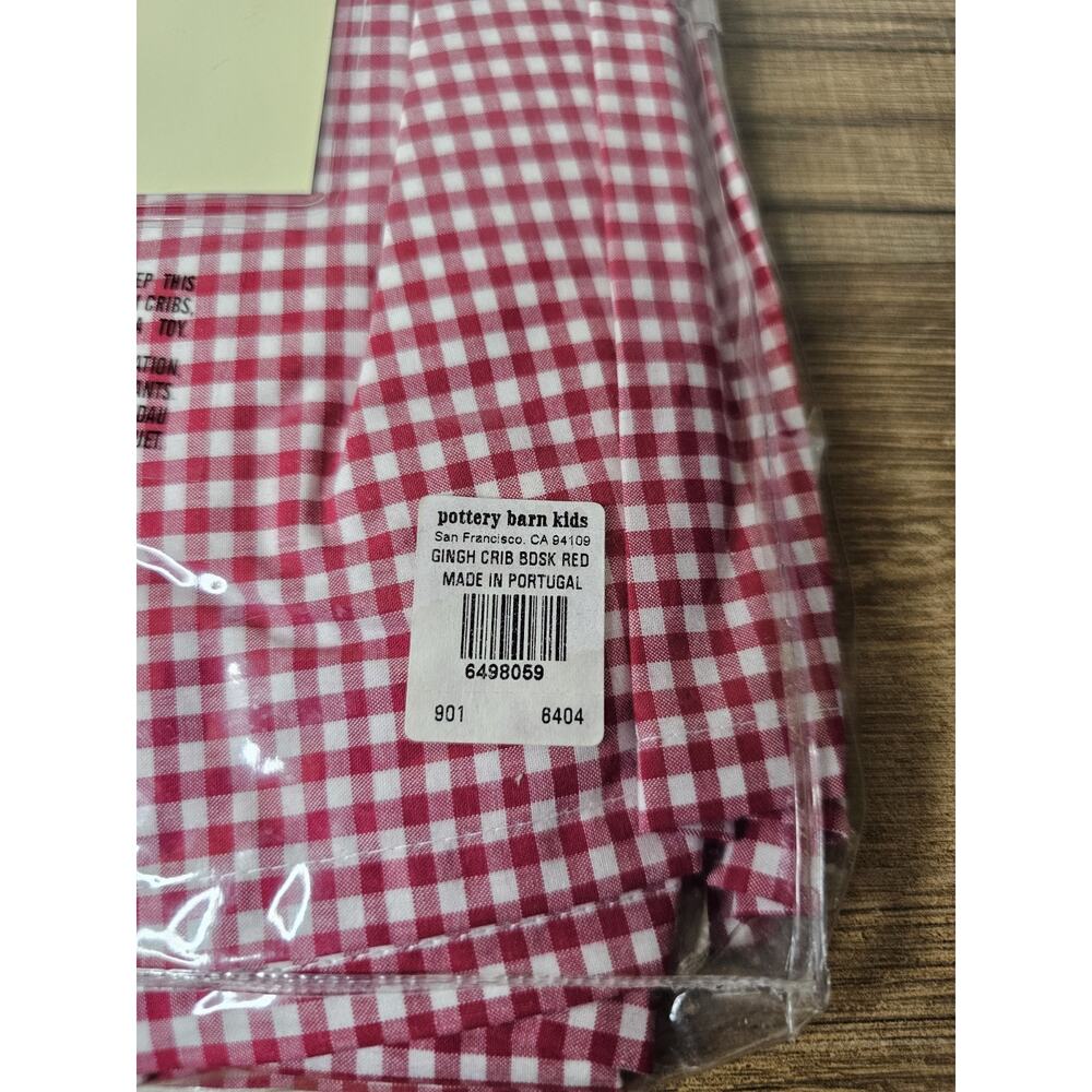 Pottery Barn Kids Red Gingham Crib Skirt New - Picture 4 of 4